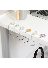 Resim Petinka Askı Kaymaz Yüzey Estetik Tasarım Masaya Takılabilen Çanta Askısı Metal 