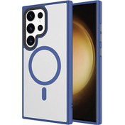 Resim Samsung Galaxy S24 Ultra Kılıf Flet Wireless Şarj Özellikli Mat Arka Füme Yüzey Mavi Gpack