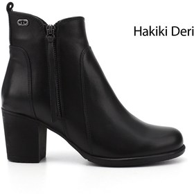 Resim GÖNDERİ(R) Kadın / Kız Siyah Fermuarlı Kalın Topuklu Hakiki Deri Bot 