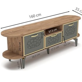 Resim Tv Sehpası Mira 5030 Atlantik Gold 160 Cm 35 Cm 50 Cm Kahverengi 
