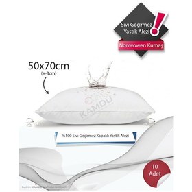 Resim 10 Adet Kapaklı Nonwoven Kumaş 50x70cm Yastık Alezi , Yastık Koruyucu, Sıvı Önleyici, Sıvı Karşıtı 