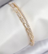 Resim BURCU MODA Pirinç Zirkon Taşlı Su Yolu Model Gold Renk Kadın Bileklik 