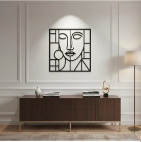 Resim Kübik Yüz Portresi Metal Duvar Tablosu - Geometrik Modern Duvar Tablosu 