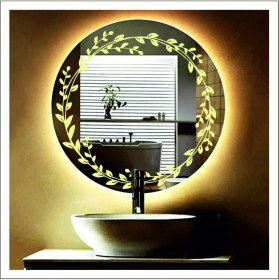 Resim Dnr-Mirror60 Cm Günışığı Ledli Tasarım Kumlamalı Banyo Aynası Makyaj Aynası Işıklı Ayna 