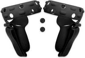 Resim HUAYUWA Yumuşak Silikon VR Dokunmatik Kontrol Cihazı Kavrama Kapağı Seti, Oculus Quest 2 için Uygun, 2 El Kayışı + 1 Burun Pedi + 1 Lens Toz Kapağı (Siyah) 