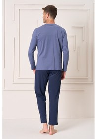 Resim Remsa Erkek Pamuk Uzun Kol Pijama Takımı 4103 İndigo İndigo 