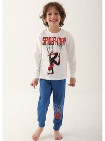 Resim Spiderman Krem Erkek Çocuk Uzun Kol Pijama Takım Krem 