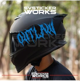 Resim Outlaw Yazılı Kask Sticker Tüm Kasklar Uyumlu Tek Yön 1 Adet Mavi 