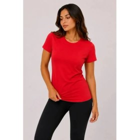 Resim Civetta Basic Tişört Bisiklet Yaka Kısa Kol Günlük Yazlık Slim Fit T-Shirt - Kırmızı 