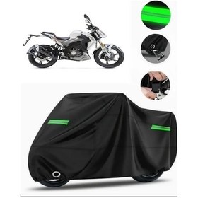 Resim Dream011 Benelli 125-s Uyumlu Siyah Motosiklet Brandası Reflektörlü Kilit Uyumlu Uv Koruma Su Geçirmez Motor Örtüsü 