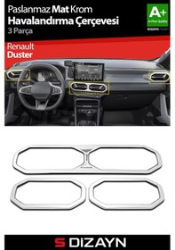 Resim S-dizayn Renault Duster Krom Havalandırma Çerçevesi 3 Prç. 2024 Üzeri Mat Krom A+ Kalite 