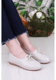 Resim Fort 2034 Günlük Rahat Kaymaz Taban Kadın Babet Ayakkabı Bej 