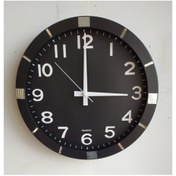 Resim Bahat Otel Salon Ofis Duvar Saati Camlı Siyah Metal Çerçeve 36 Cm 