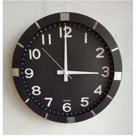 Resim Bahat Otel Salon Ofis Duvar Saati Camlı Siyah Metal Çerçeve 36 Cm 
