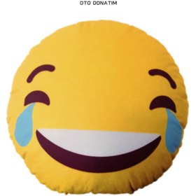 Resim OTODONATIM Gülücük Emojili Dekor Yastık 25x25 CM Geçmeli 