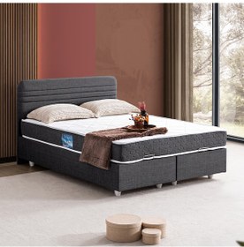 Resim Mila Çift Kişilik Baza Başlık Orthosoft Yatak Seti - Antrasit 140 x 190 