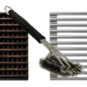 Resim Grains Global Dikey Izgara ve Mangal Temizleme Fırçası Paslanmaz Çelik Kıllı Deterjansız Derin Temizlik Fırını Barbekü Grill Fırçası Ergonomik Saplı Dayanıklı Mangal Temizleme Aparatı 