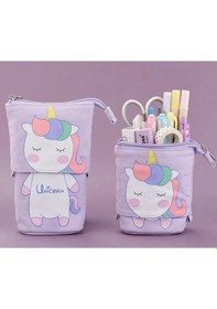 Resim Unicorn Lila Kalem Kutusu Kalemlik Olarak Da Kullanilabilir 