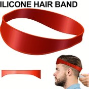 Resim Erkekler için Kırmızı Silikon Saç Kesme Bandı - Esnek, Kavisli Saç Kesme Kılavuzu DIY Ev & Seyahat Kullanımı için, Yumuşak Tutuşlu Saç Şekillendirme Aracı 