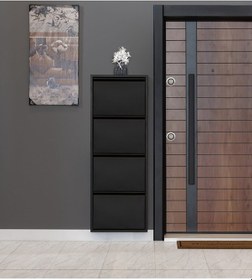 Resim Kaser Metal Metal Ayakkabılık Siyah 4'Lü Siyah 