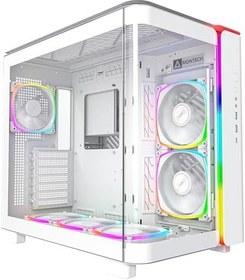 Resim MONTECH King 95 PRO Çift Odacıklı ATX Orta Kule PC Oyun Kasası, Yüksek Hava Akışı, Aletsiz Paneller, Sağlam Kavisli Temperli Cam Ön, Altı ARGB PWM Fan Fan Hub, King 95 PRO Beyaz ABD 