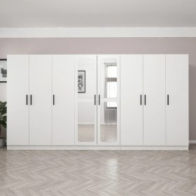 Resim Minar Kale 8 Kapak Aynalı 4 Çekmece Zincir Dolap - Beyaz 