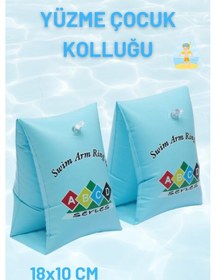 Resim Mavi Renkli Desensiz, Üçgen Kolluk 3-6 Yaş İçin Yüzme Kolluğu Mavi 