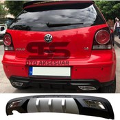 Resim STS Oto Aksesuar Volkswagen Polo Uyumlu Difüzör Arka Tampon Eki 2 Egzoz Çıkışlı Gri 