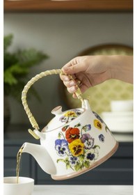 Resim Seramik Demlik, Bitki Çayı Demliği Süzgeçli 01 Çok Renkli 