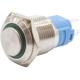 Resim 16A-G1Z-E 16Mm Çıkık Anahtarlı Işıklı Metal Buton - Yeşil 
