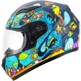 Resim Sway Sw 815k Ocean Black Blue Full Face Çocuk Kaskı Yeşil 