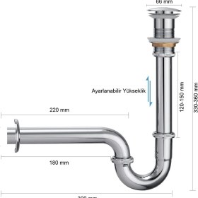 Resim Fause Pop-Up Basmalı Paslanmaz Çelik Metal Lavabo Sifonu KSF101 