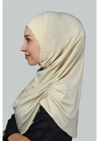 Resim Altobeh Hazır Türban Büzgülü Pileli Pratik Eşarp Tesettür Hijab - Namaz Örtüsü - Krem 