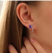 Resim 925 Ayar Gümüş Zirkon Taşlı Baget Küpe Silver 