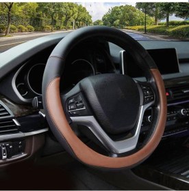 Resim 38cm Arabalar Evrensel Mikrofiber Direksiyon Kapağı Kahve 1 Adet 