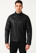 Resim Westmore Erkek Hakiki Deri Biker Mont – Siyah Şık ve Dayanıklı Motosiklet Deri Ceket 