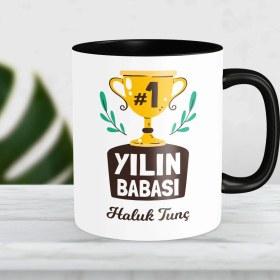 Resim Kitapeli Kişiye Özel Hediye Isimli Babalar Günü Yılın Babası Baskılı Kupa Bardak 