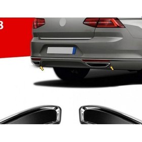 Resim Volkswagen Passat B8 2014-2019 Krom Egzoz Difizör 2 Parça Paslanmaz Çelik 