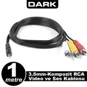 Resim DARK DK-CB-VCOMX35 2x erkek RCA 1x erkek Stereo 1metre Ses Ara Kablosu 