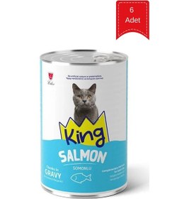 Resim King Sos İçerisinde Somonlu Kedi Konservesi 400 Gr X 6 Adet 