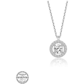 Resim Swarovski Taşlı Gümüş Tektaş Kadın Kolye (551181031) 