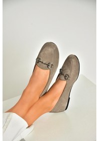 Resim Fox Shoes R667001402 Gri Hakiki Deri Süet Kadın Babet Gri-süet 