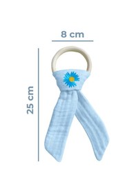 Resim Pamuk Muslin Bebek Diş Kaşıyıcı Yıkanabilir Ahşap Desenli Mvi Mavi 