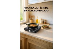 Resim Torima Elektrikli Ocak Termostatlı Ayarlanabilir Tekli Ocak TEH01 Siyah 