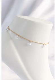 Resim 316l Çelik Gold Renk Zirkon Taşlı Halhal - Tj-hh1621 Çok Renkli 