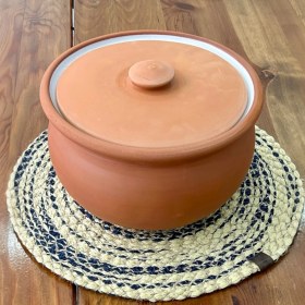 Resim AdenArt Sırlı Doğal Toprak Kapaklı Yoğurt Mayalama Güveci-tenceresi BEYAZ 3,5 Litre 