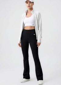 Resim TOMMY LIFE TOMMYLIFE Siyah Esnek Yüksek Bel Spor Performans İspanyol Paça Tayt, T19BY-94686 
