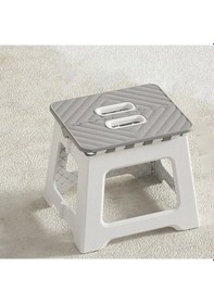 Resim Neevoyu Kompakt Katlanabilir Gri Plastik Tabure - Taşınabilir, Kaymaz Temel, 120 Kg Yük Dayanımı, Dış Mekan Ve Ev İçin Gri 