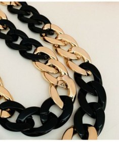 Resim Classy Retro Geçmeli Kalın Siyah Gold Gözlük Zinciri 