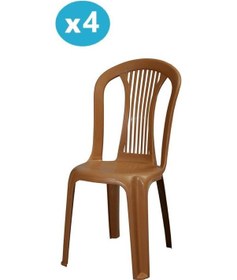 Resim Omnipazar Mt-gf187 Agosto Plastik Bahçe Balkon Sandalye 4'lü Set Kahverengi 
